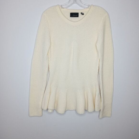 Line peplum ivory sweater size medium - Picture 1 of 7